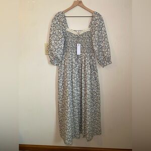 Neuflora Dublin Dress. Chic Floral Dress in Blue and White.